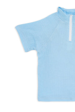 Collection of Stylish Two-Piece Cotton Set for Boys and Girls (Ages 5-8) - Blue in a gallery layout
