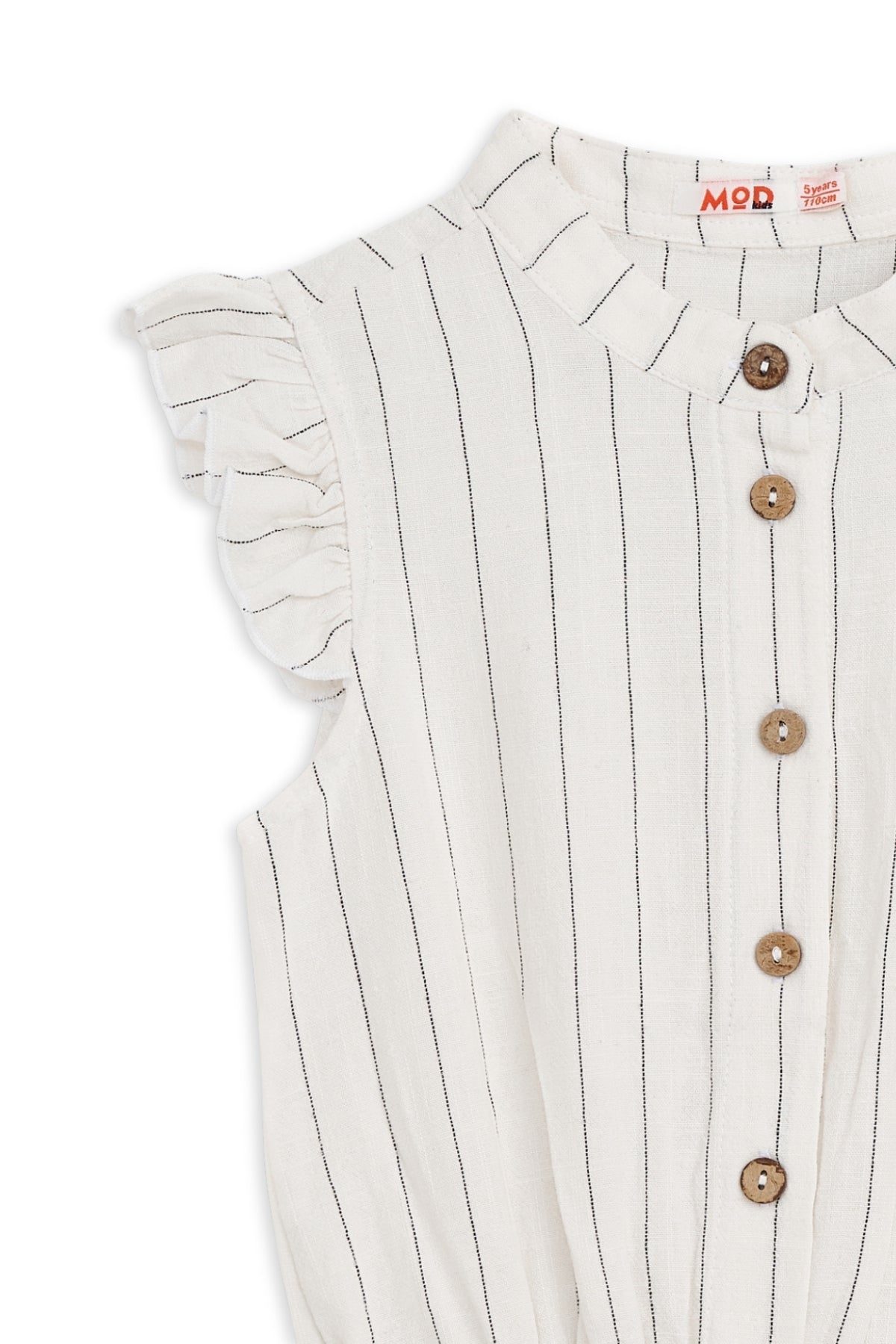 Collection of Girls’ Striped Cotton Romper – Chic & Comfortable Outfit for Everyday Wear - White in a gallery layout