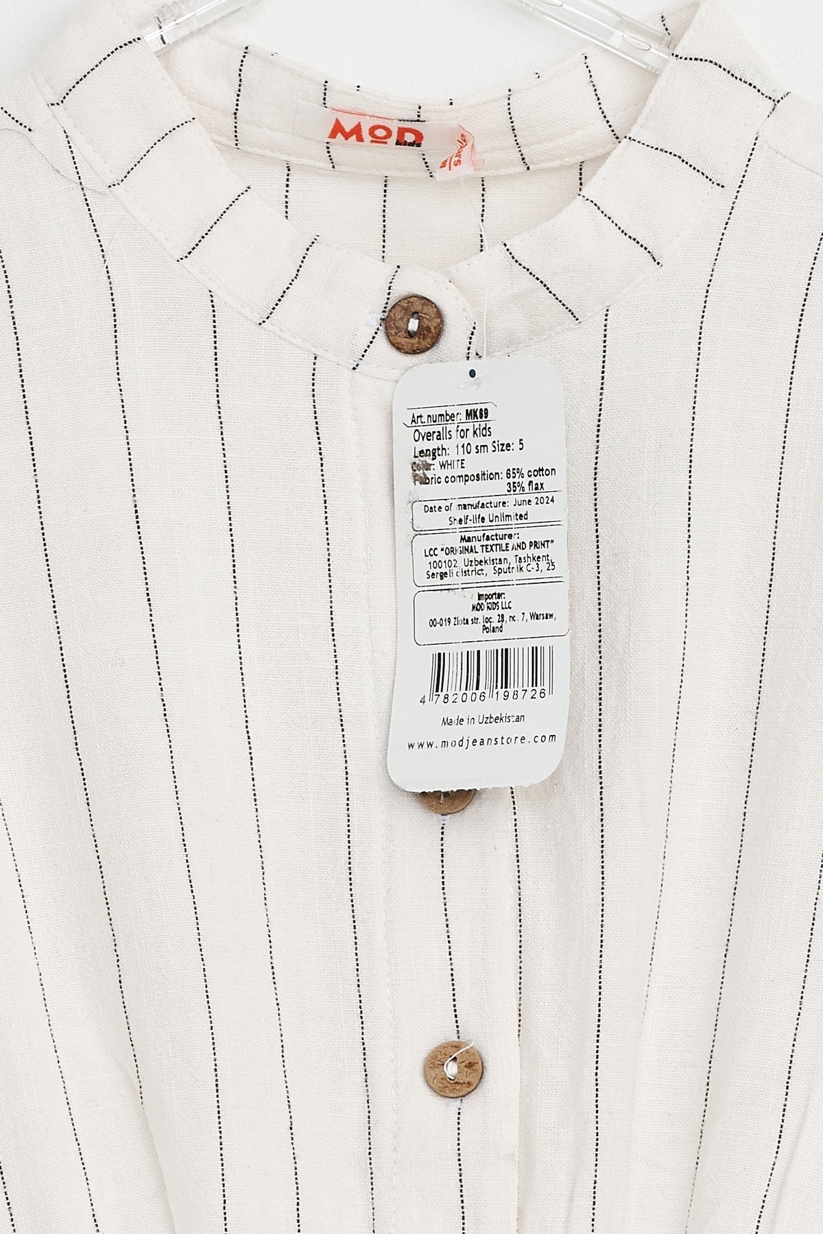 Collection of Girls’ Striped Cotton Romper – Chic & Comfortable Outfit for Everyday Wear - White in a gallery layout