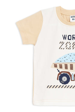 Collection of Toddler Cotton T-Shirt & Shorts Set (10-36 Months) - Cream in a gallery layout