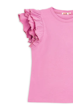 Collection of Girls’ Stylish Ruffle Sleeve Set – 8-12 Years - Purple in a gallery layout