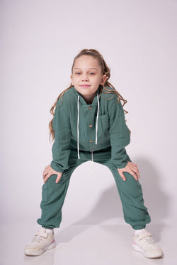 Collection of Unisex Cotton Two-Piece Set (Ages 8-12) - Emerald in a gallery layout