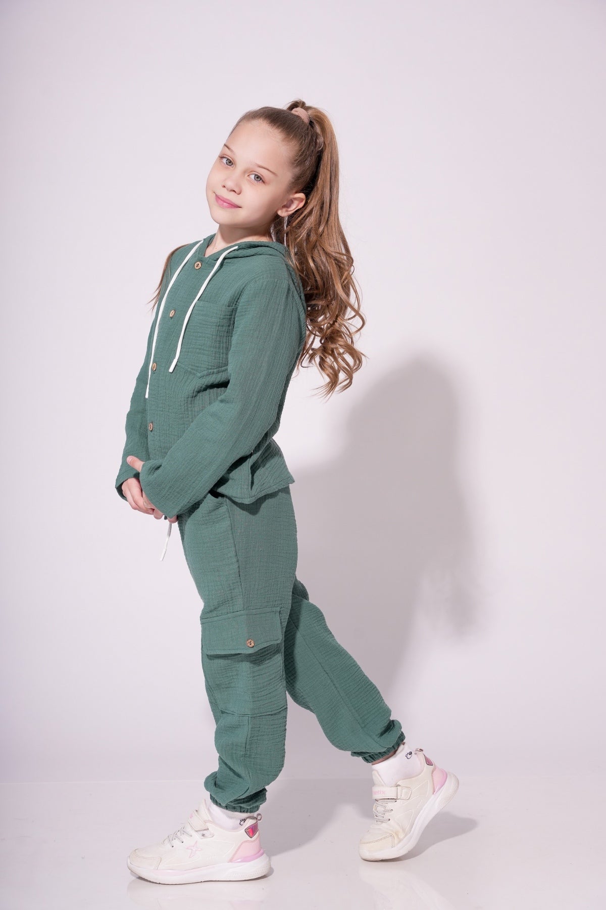 Collection of Unisex Cotton Two-Piece Set (Ages 8-12) - Emerald in a gallery layout
