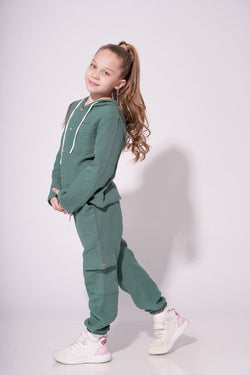 Collection of Unisex Cotton Two-Piece Set (Ages 8-12) - Emerald in a gallery layout