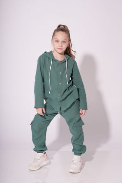 Collection of Unisex Cotton Two-Piece Set (Ages 8-12) - Emerald in a gallery layout