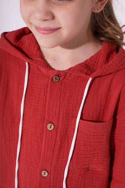 Collection of Unisex Cotton Two-Piece Set (Ages 8-12) - Terracotta in a gallery layout