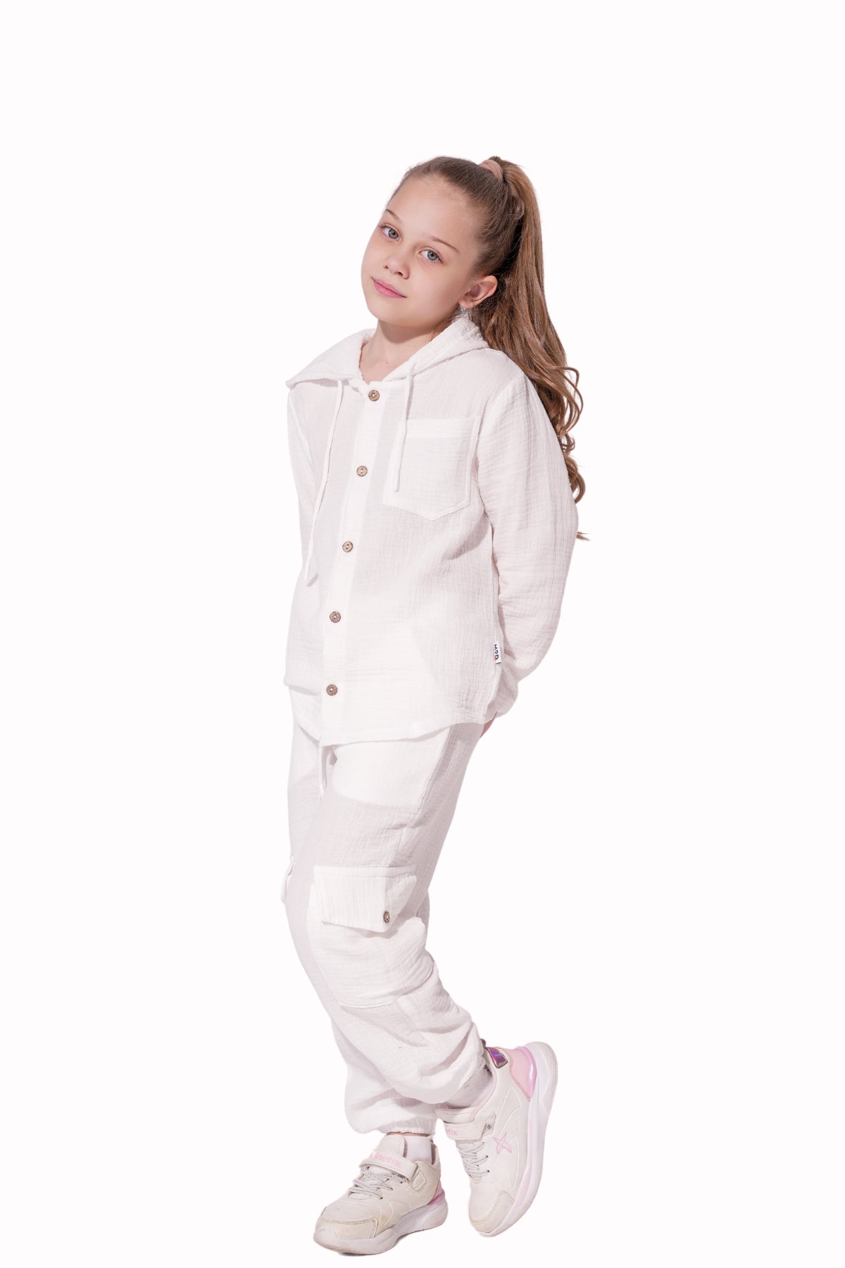 Collection of Unisex Cotton Two-Piece Set (Ages 8-12) - White in a gallery layout