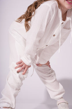 Collection of Unisex Cotton Two-Piece Set (Ages 8-12) - White in a gallery layout
