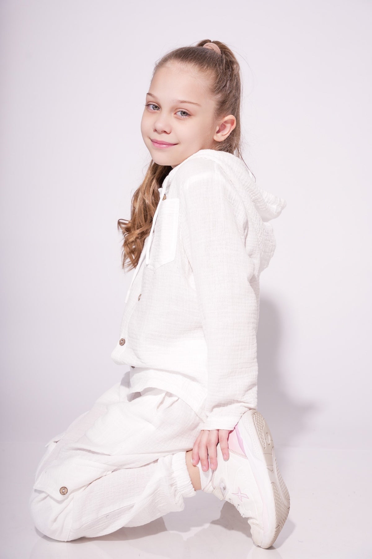 Collection of Unisex Cotton Two-Piece Set (Ages 8-12) - White in a gallery layout