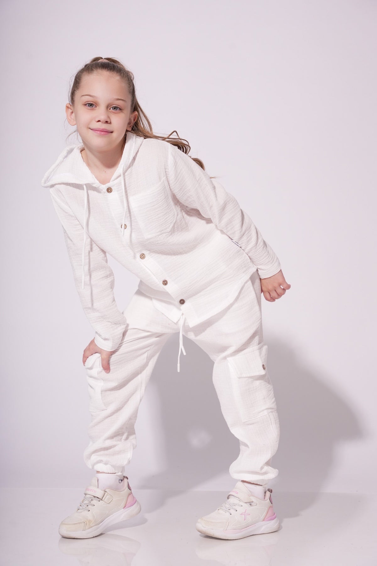 Collection of Unisex Cotton Two-Piece Set (Ages 8-12) - White in a gallery layout