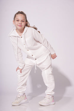 Collection of Unisex Cotton Two-Piece Set (Ages 8-12) - White in a gallery layout