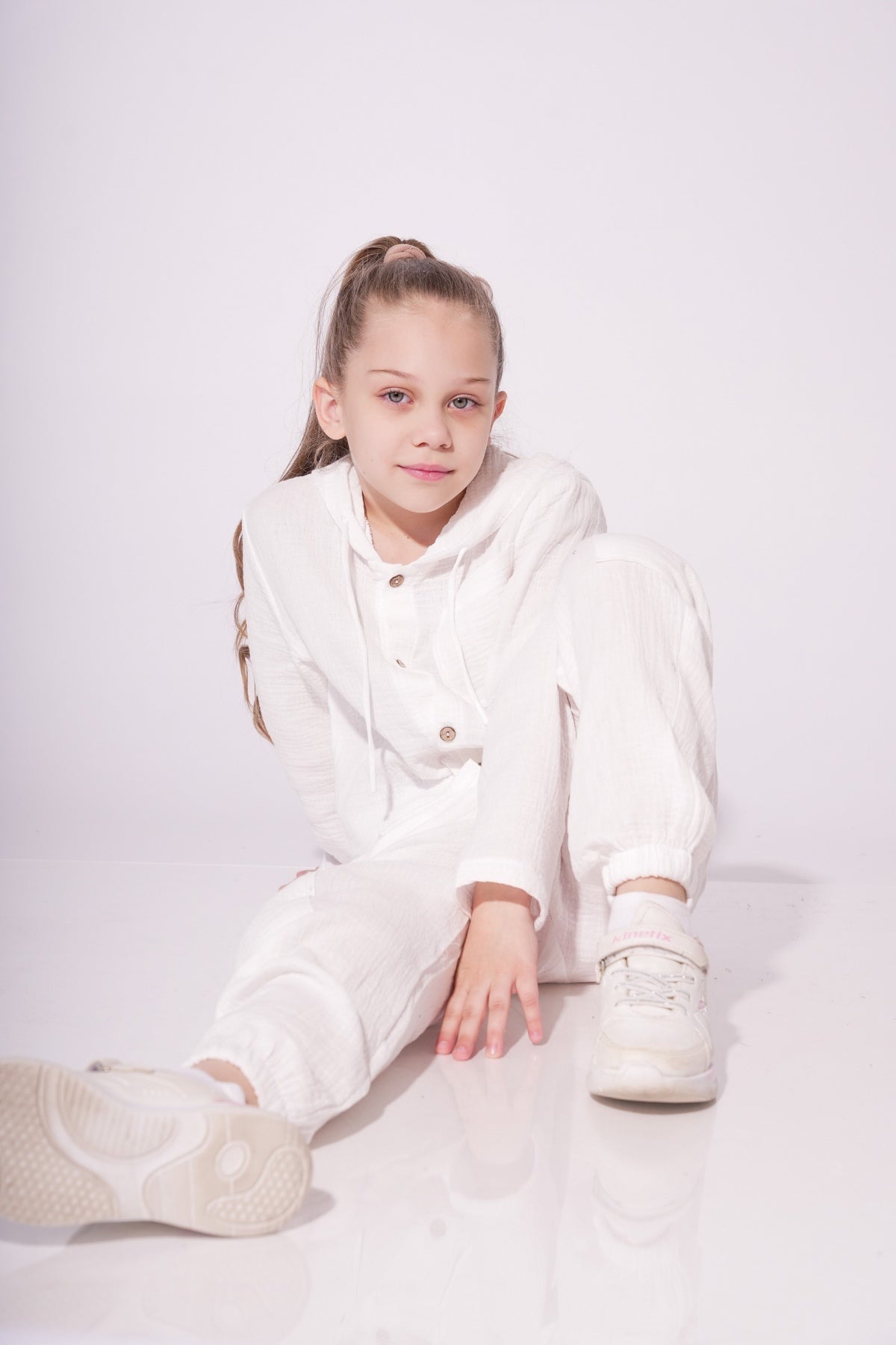 Collection of Unisex Cotton Two-Piece Set (Ages 8-12) - White in a gallery layout
