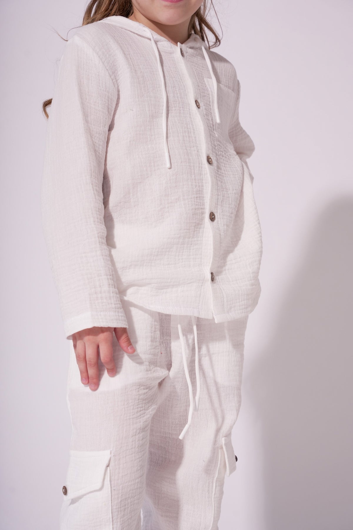 Collection of Unisex Cotton Two-Piece Set (Ages 8-12) - White in a gallery layout