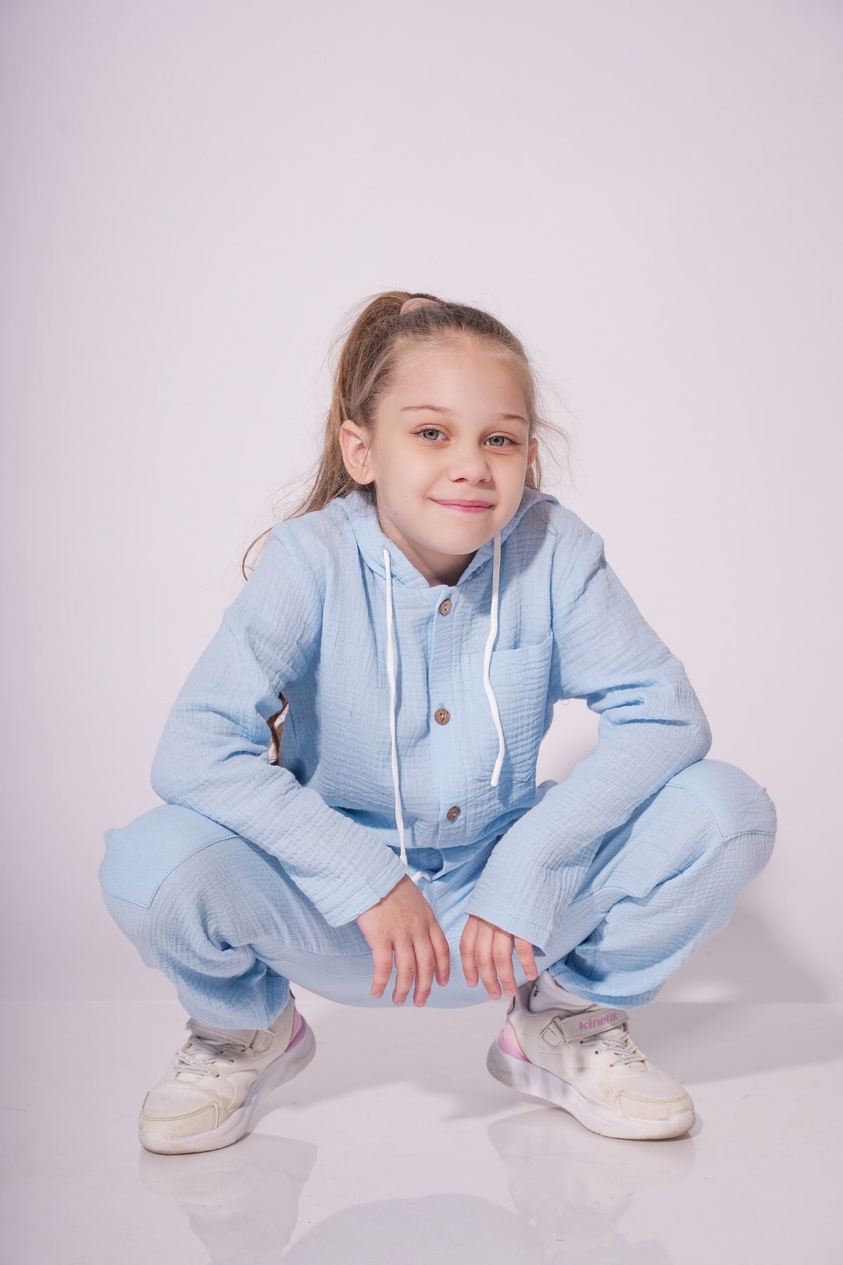 Collection of Unisex Cotton Two-Piece Set (Ages 8-12) - Blue in a gallery layout