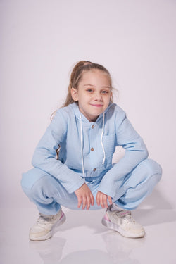 Collection of Unisex Cotton Two-Piece Set (Ages 8-12) - Blue in a gallery layout
