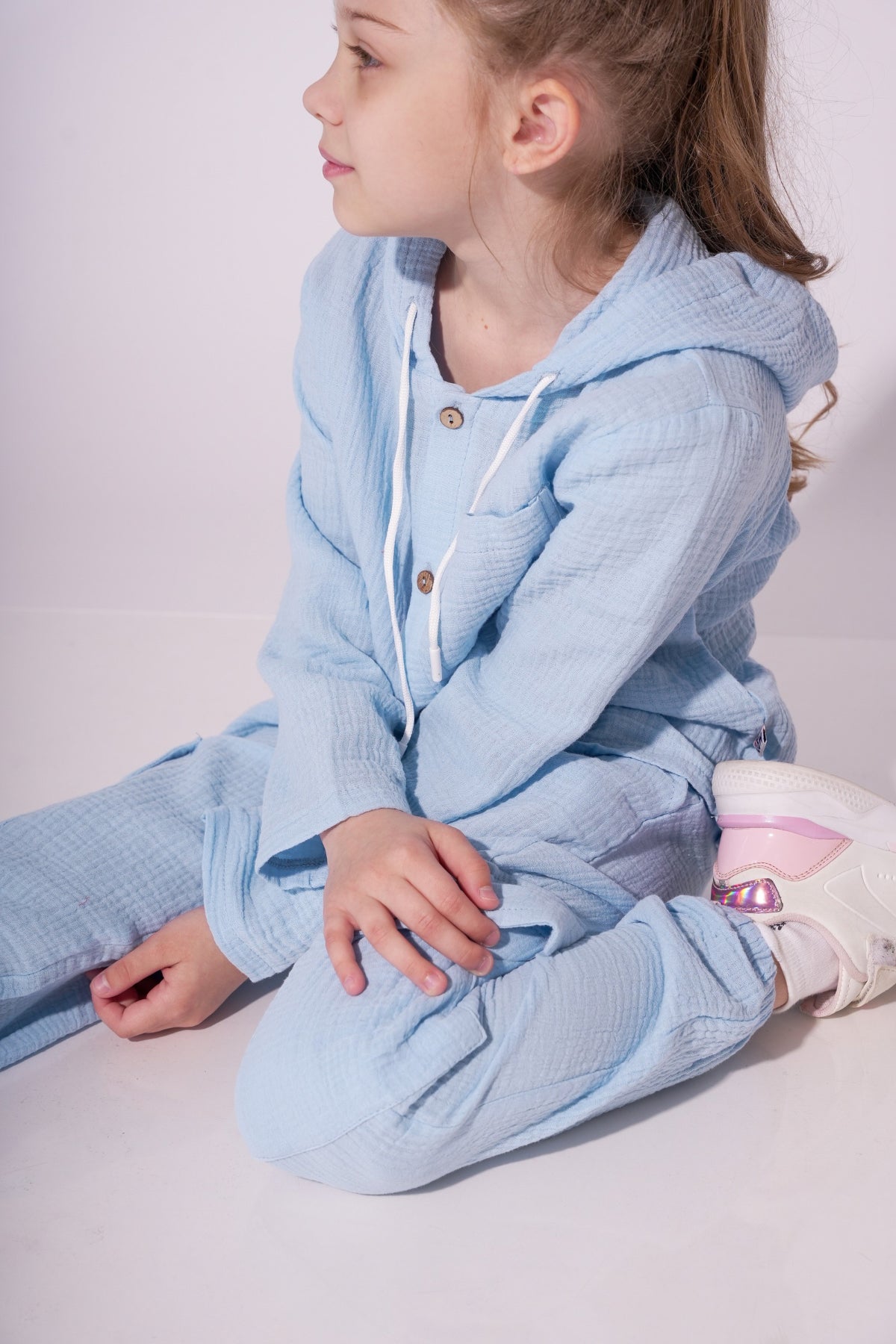 Collection of Unisex Cotton Two-Piece Set (Ages 8-12) - Blue in a gallery layout