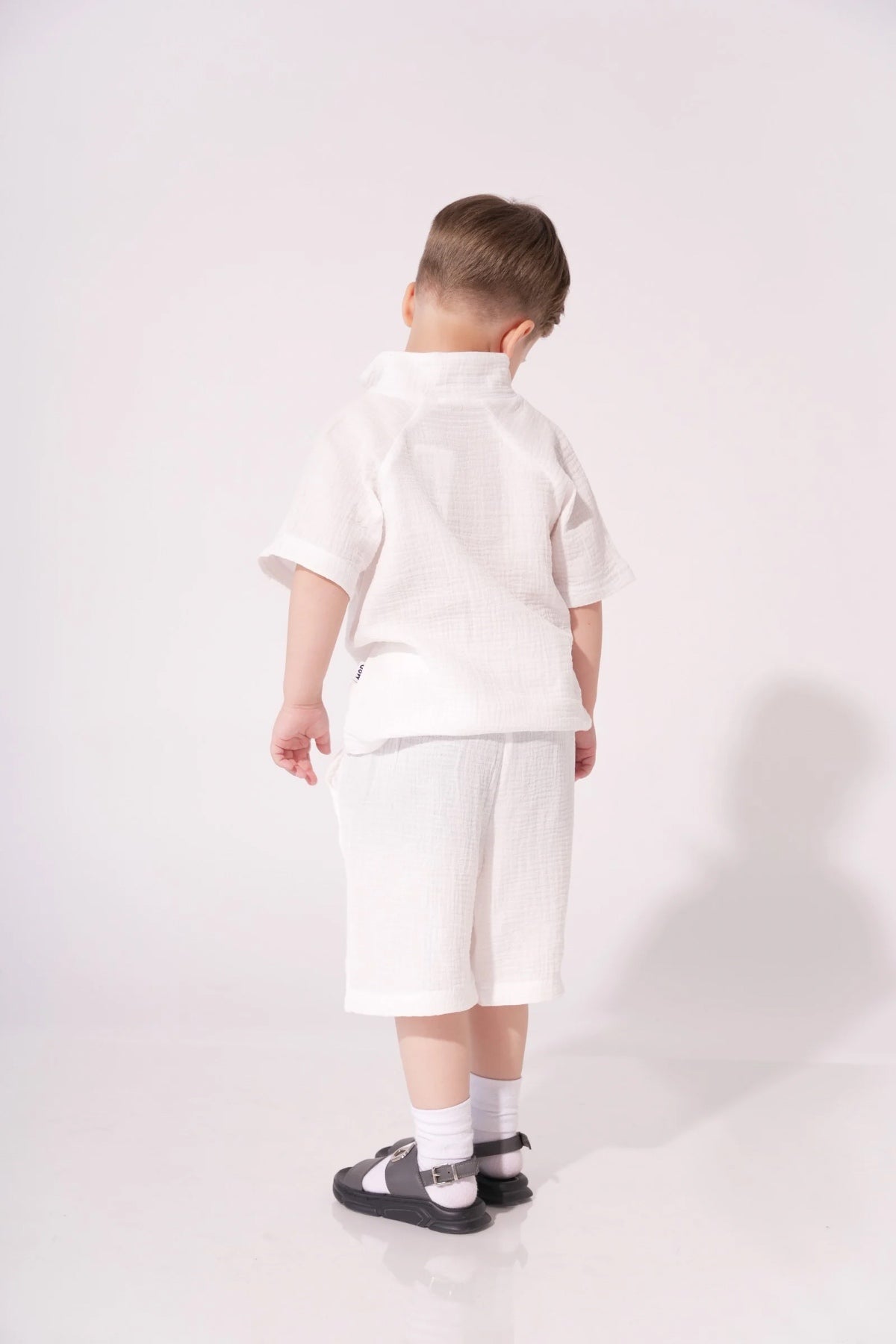 Collection of Stylish Two-Piece Cotton Set for Boys and Girls (Ages 5-8) - White in a gallery layout