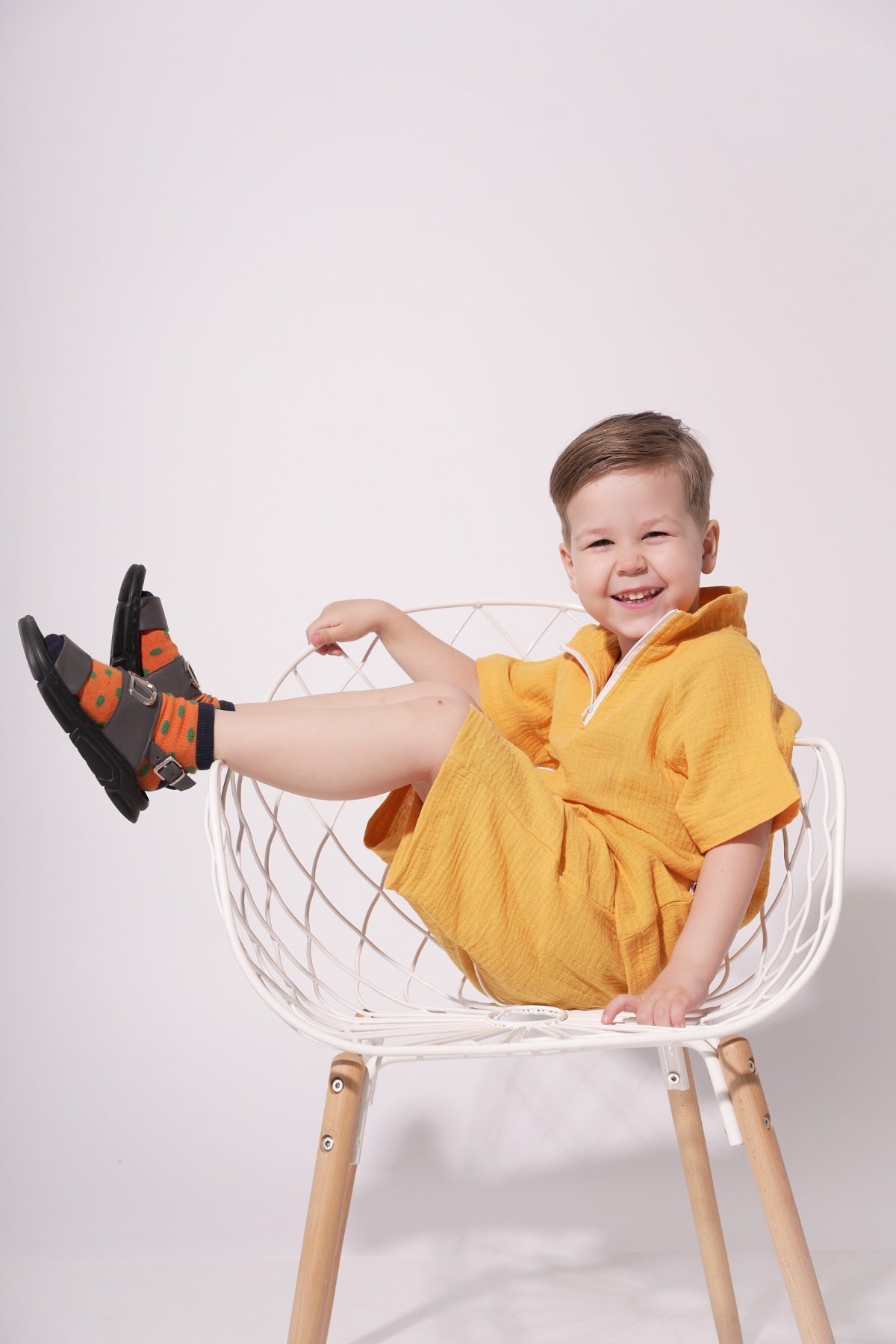 Collection of Stylish Two-Piece Cotton Set for Boys and Girls (Ages 5-8) - Yellow in a gallery layout