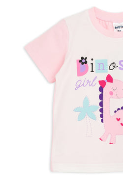 Collection of Toddler Cotton T-Shirt & Shorts Set (10-36 Months) - Pink in a gallery layout