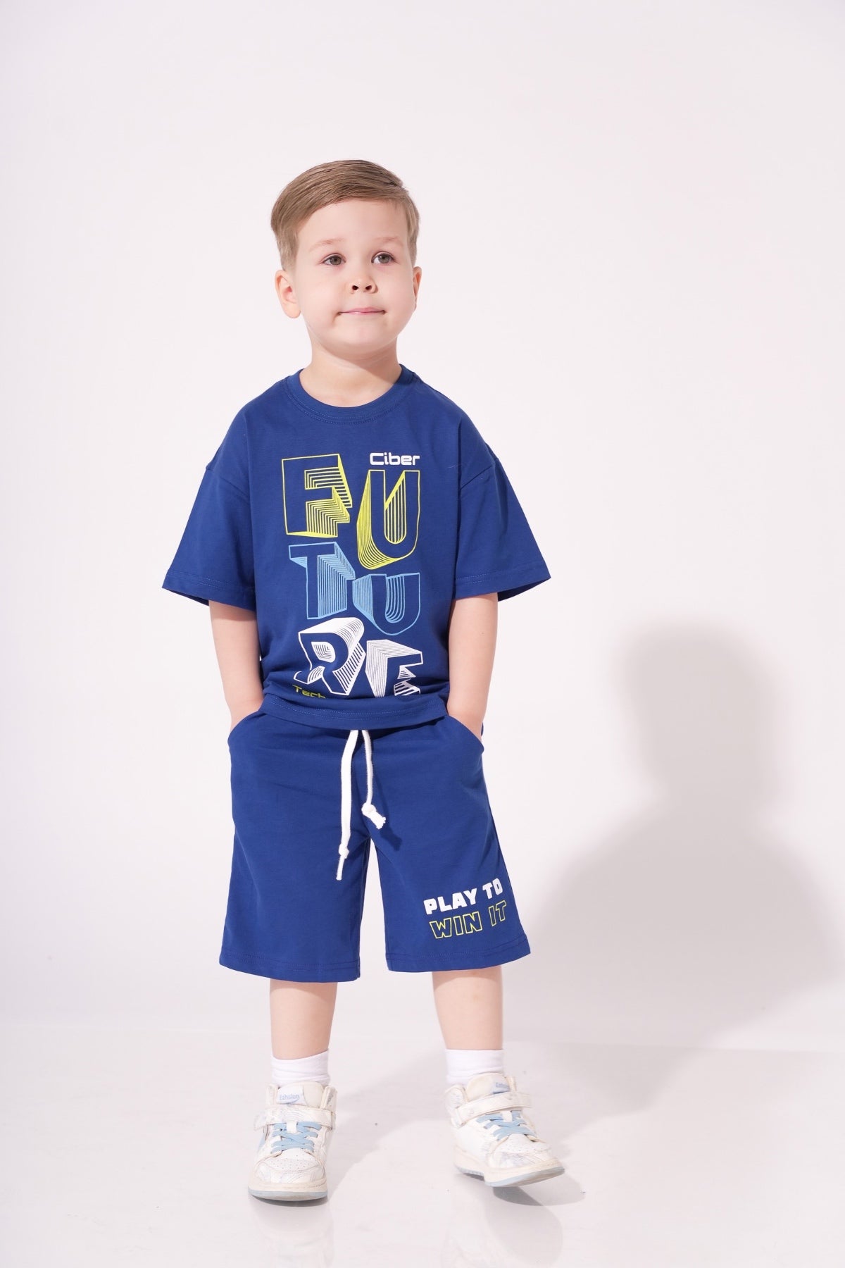 Collection of Set for Children Printed T-shirt and Short Dark Blue in a gallery layout