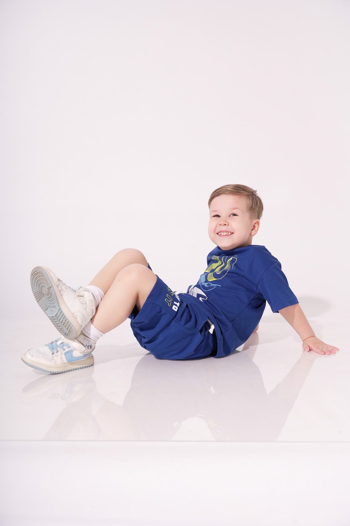 Collection of Set for Children Printed T-shirt and Short Dark Blue in a gallery layout