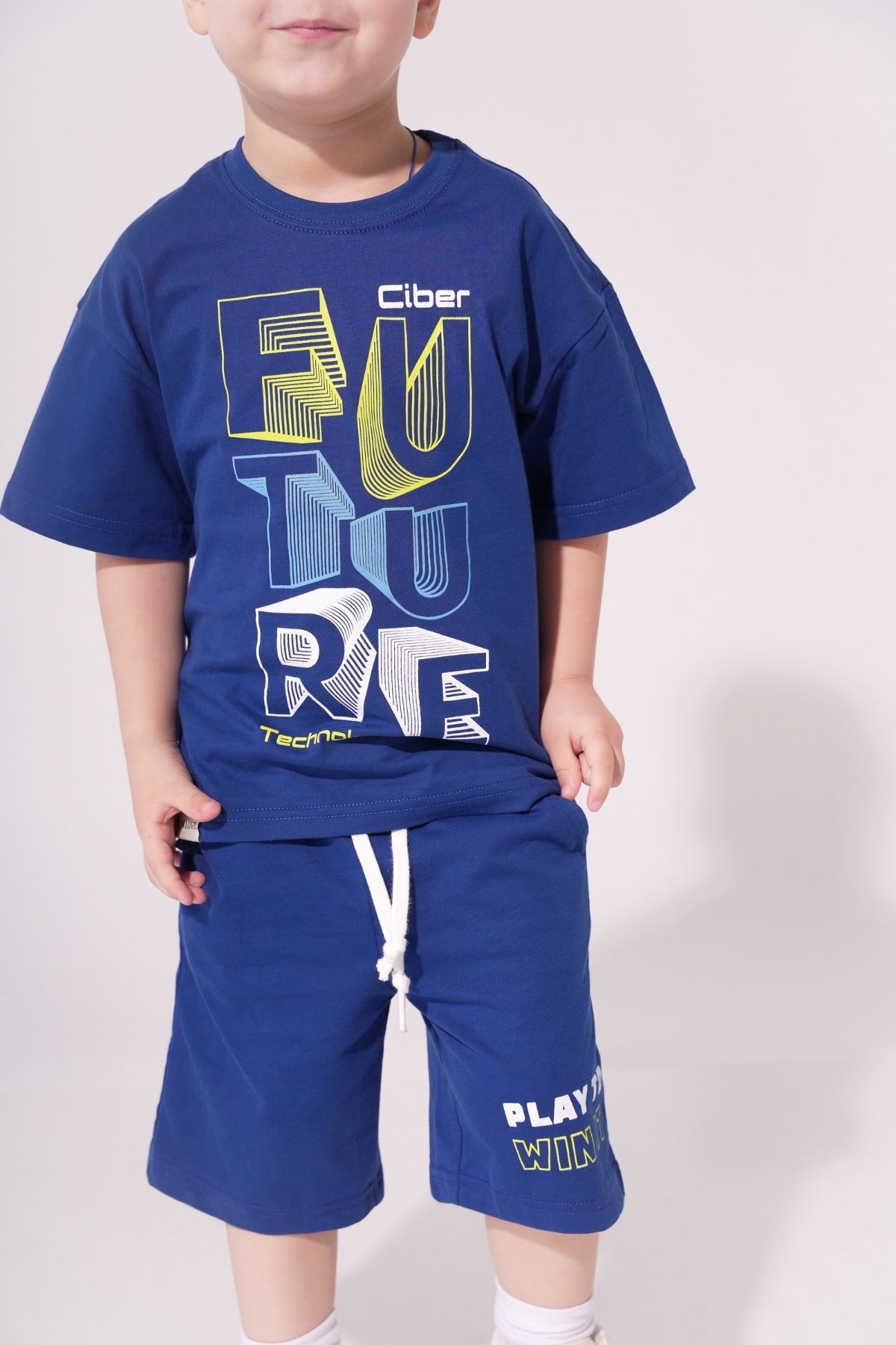 Collection of Set for Children Printed T-shirt and Short Dark Blue in a gallery layout
