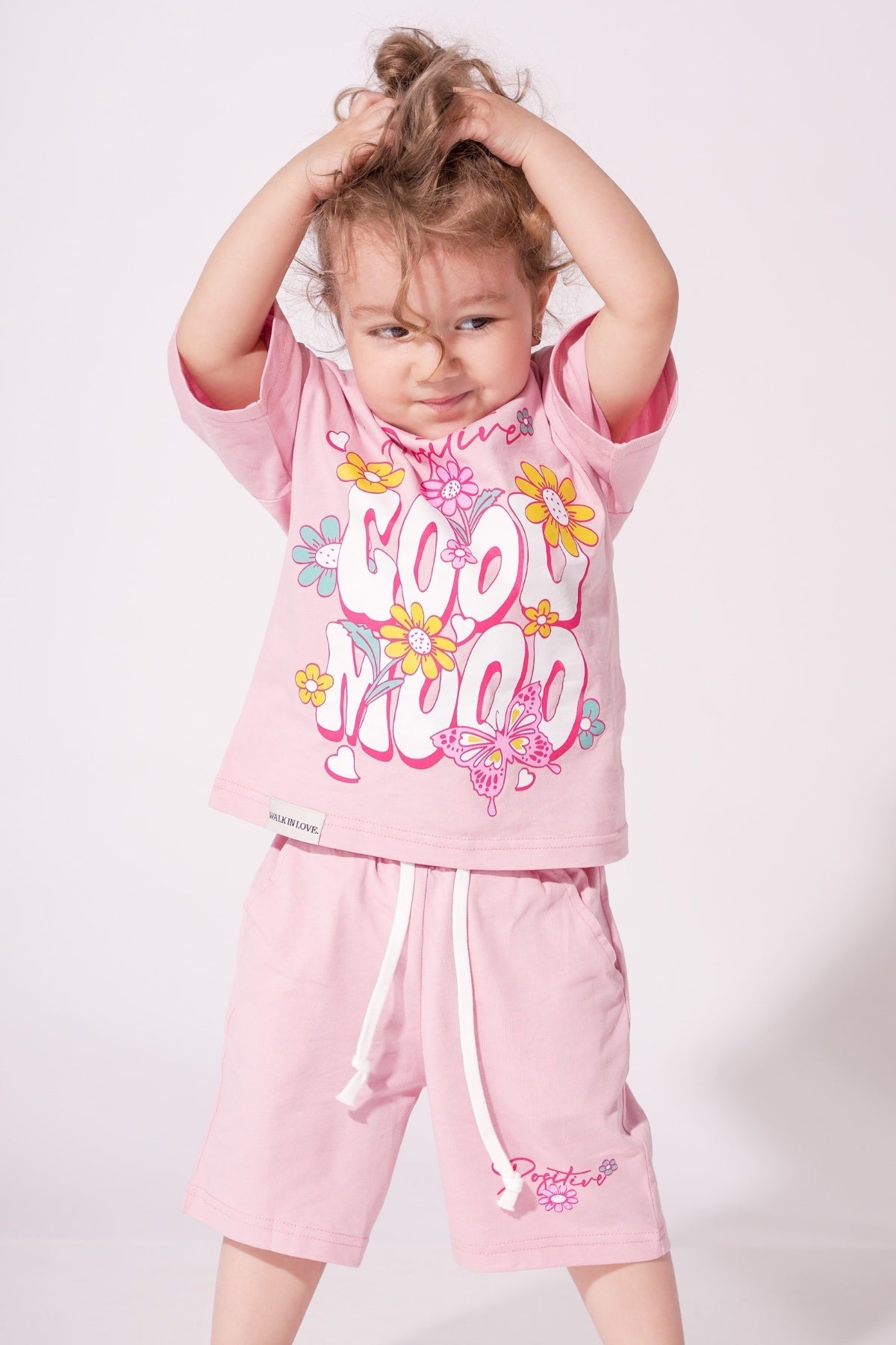 Collection of Set for Children Printed T-shirt and Short Dirty Pink in a gallery layout