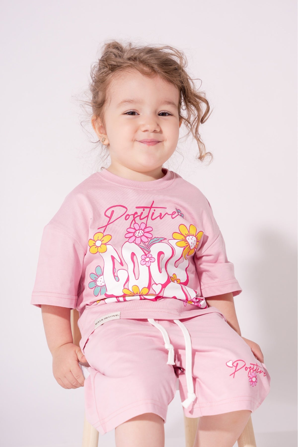 Collection of Set for Children Printed T-shirt and Short Dirty Pink in a gallery layout
