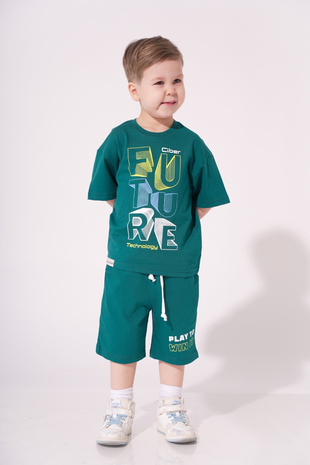 Collection of set for children Printed T-shirt and Short emerald in a gallery layout