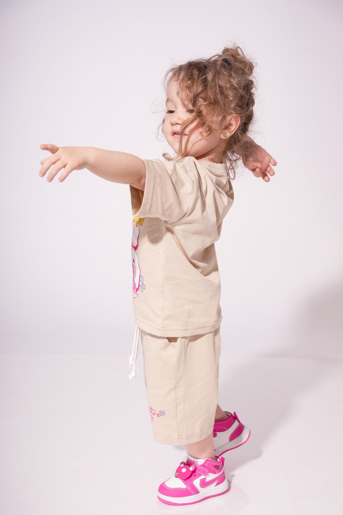 Collection of Set For Children Printed T-shirt and Short Beige in a gallery layout