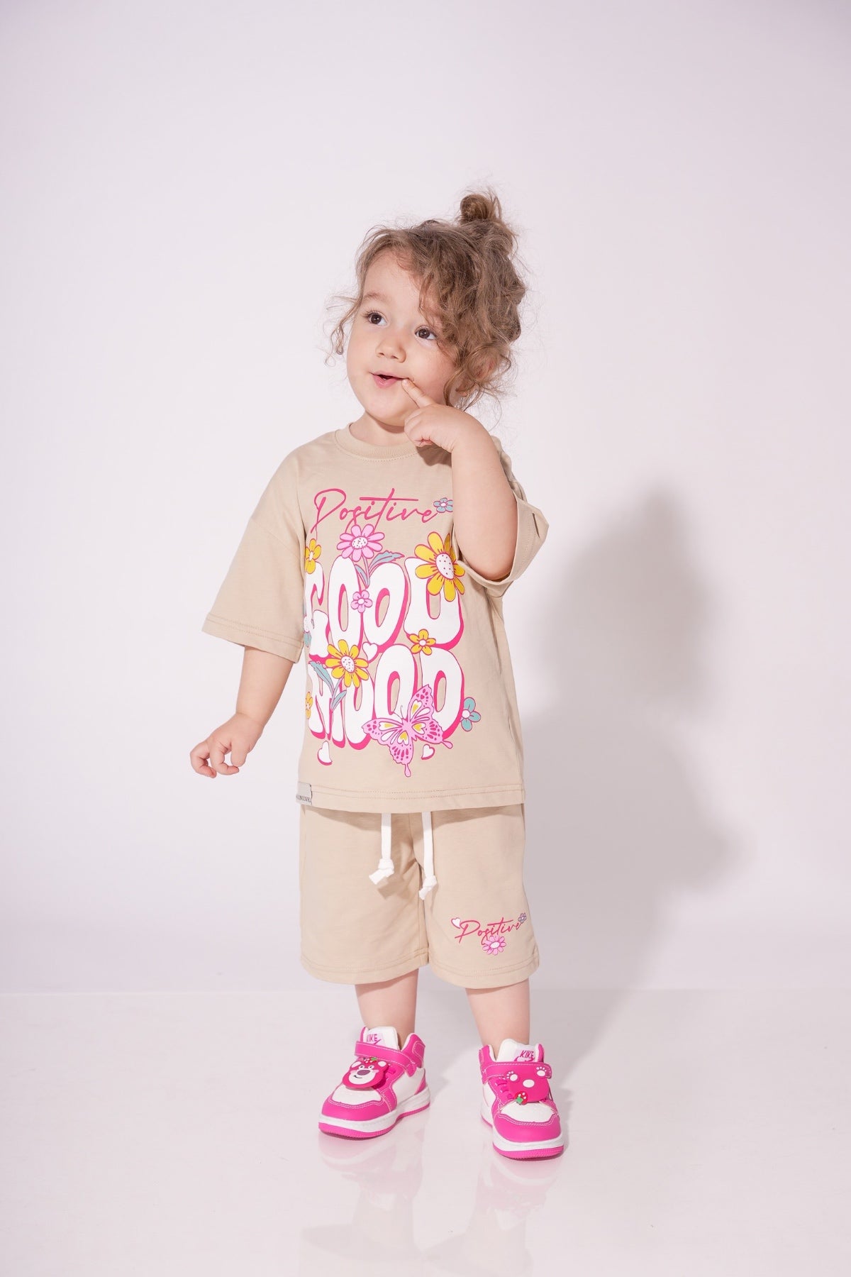 Collection of Set For Children Printed T-shirt and Short Beige in a gallery layout