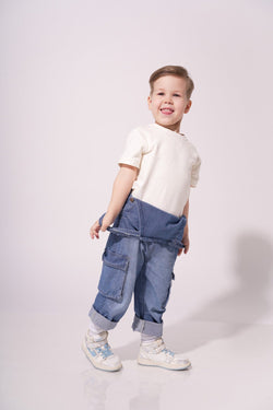Collection of Denim Overalls for Boys and Girls (Ages 2-5 Years) - Dark Blue in a gallery layout