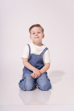 Collection of Denim Overalls for Boys and Girls (Ages 2-5 Years) - Dark Blue in a gallery layout