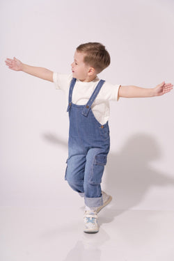 Collection of Denim Overalls for Boys and Girls (Ages 2-5 Years) - Dark Blue in a gallery layout