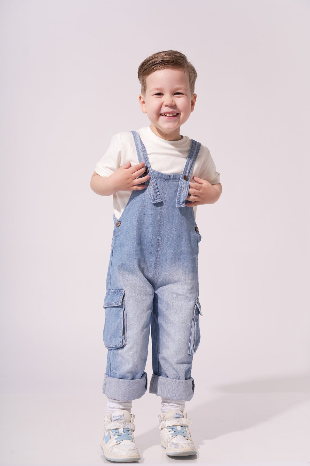 Collection of Denim Overalls for Boys and Girls (Ages 2-5 Years) - Blue in a gallery layout