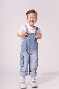 Collection of Denim Overalls for Boys and Girls (Ages 2-5 Years) - Blue in a gallery layout
