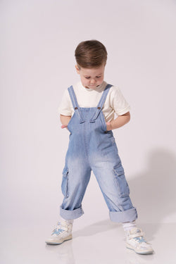 Collection of Denim Overalls for Boys and Girls (Ages 2-5 Years) - Blue in a gallery layout
