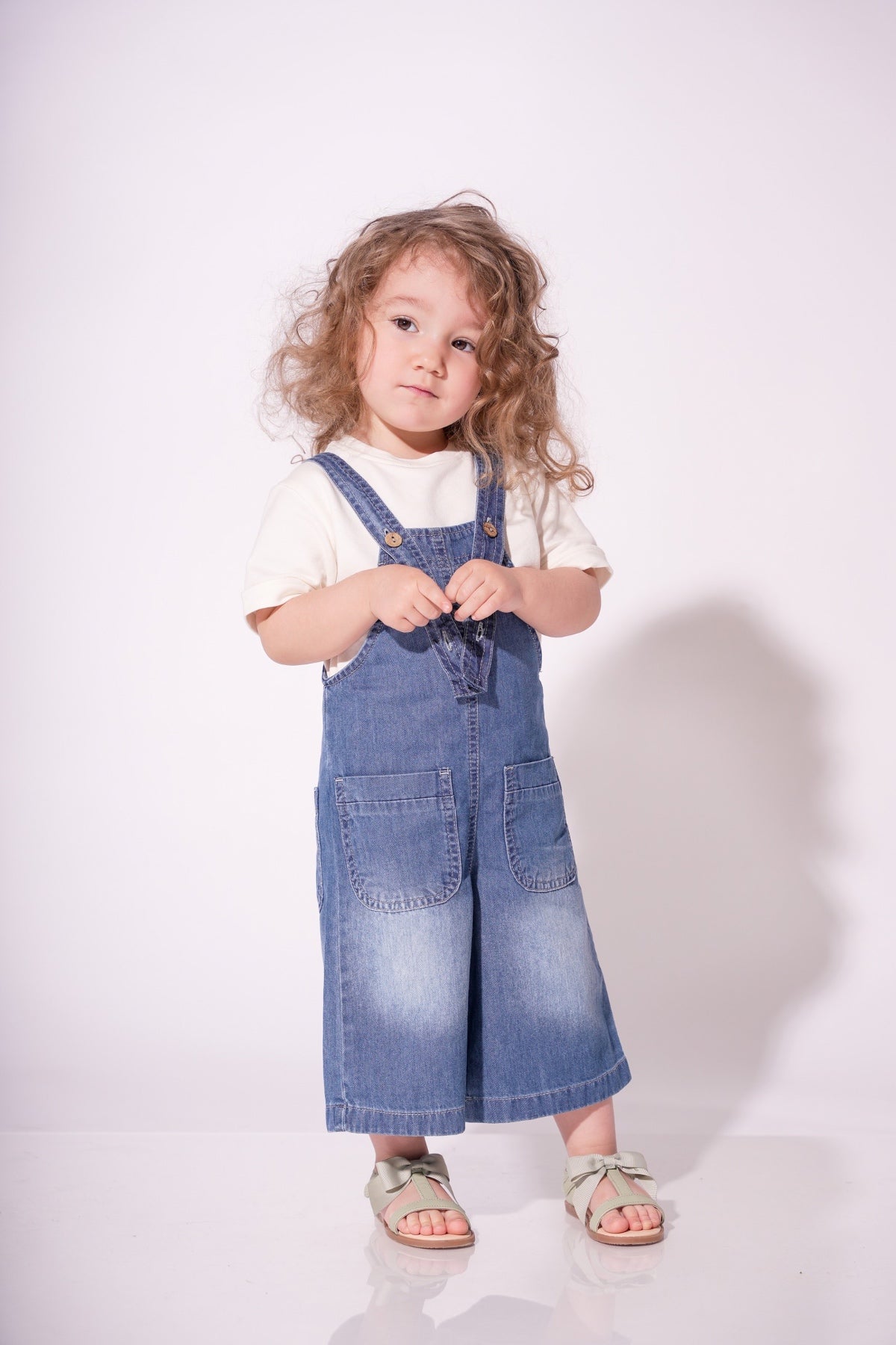 Collection of Kids' Denim Overalls (Ages 3-7 Years) - Dark Blue in a gallery layout