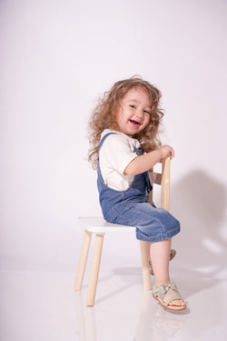 Collection of Kids' Denim Overalls (Ages 3-7 Years) - Dark Blue in a gallery layout