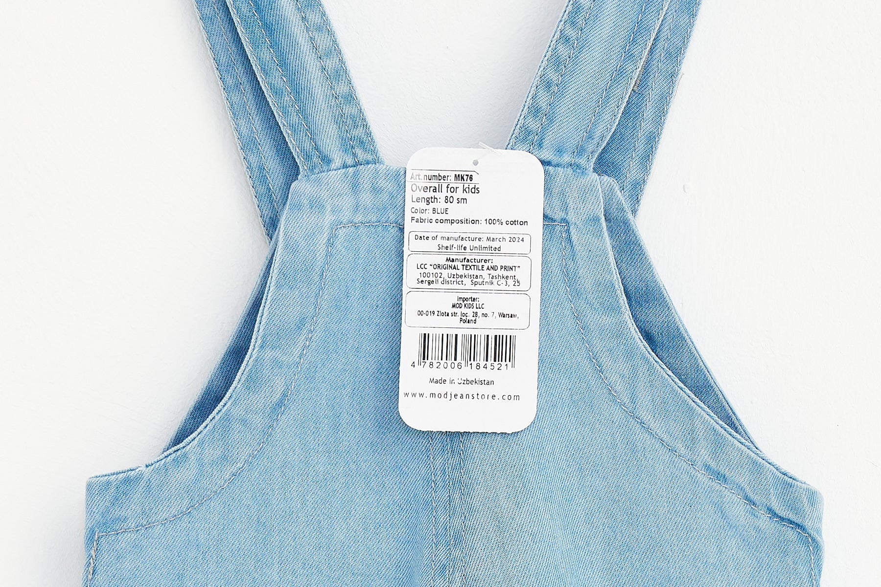 Collection of Denim Overalls for Boys and Girls (Ages 8-24 Months) - Blue in a gallery layout