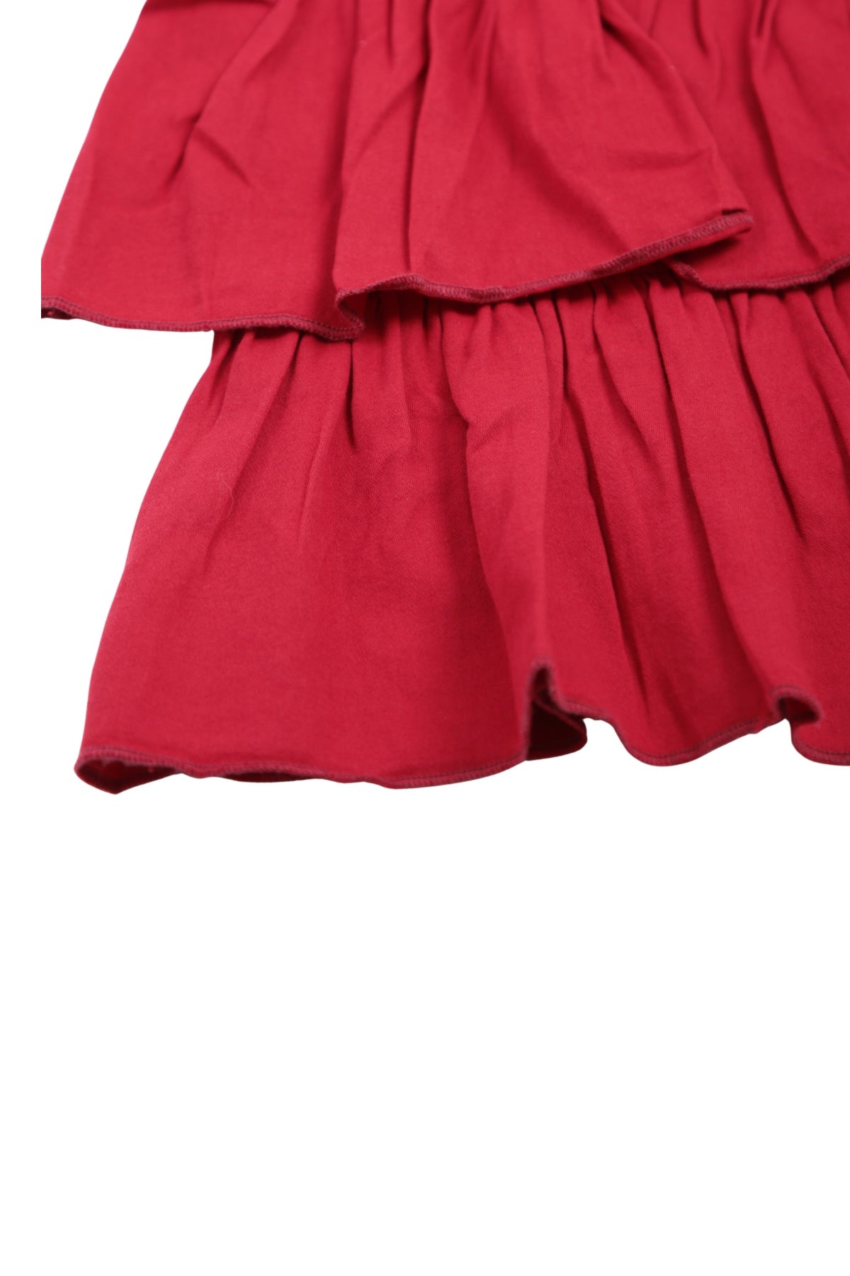 Collection of Chic and Comfortable Girls’ Tiered Cotton Dress (Ages 8-12) - Burgungy in a gallery layout