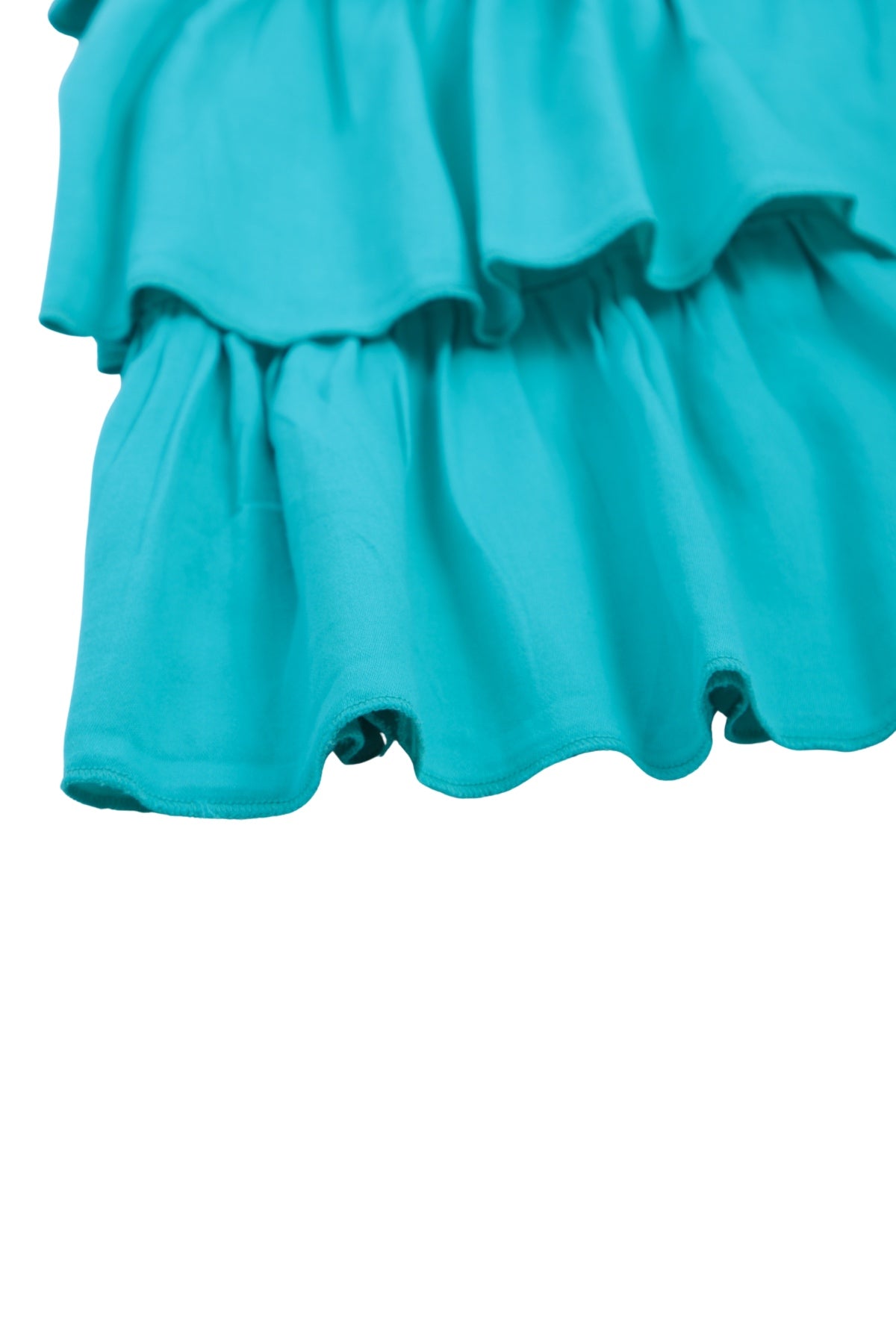 Collection of Chic and Comfortable Girls’ Tiered Cotton Dress (Ages 8-12) - Turquoise in a gallery layout