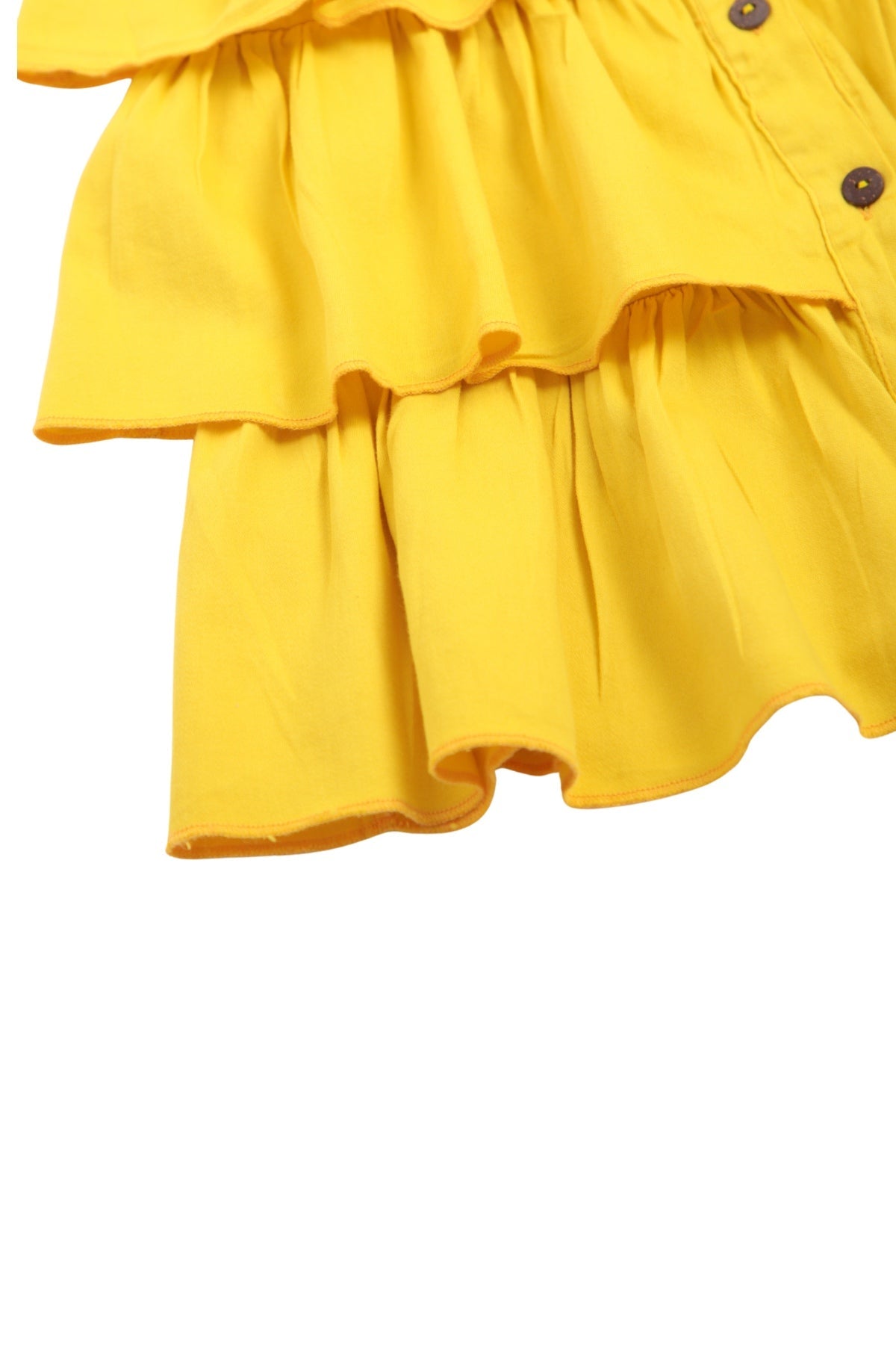 Collection of Chic and Comfortable Girls’ Tiered Cotton Dress (Ages 8-12) - Yellow in a gallery layout