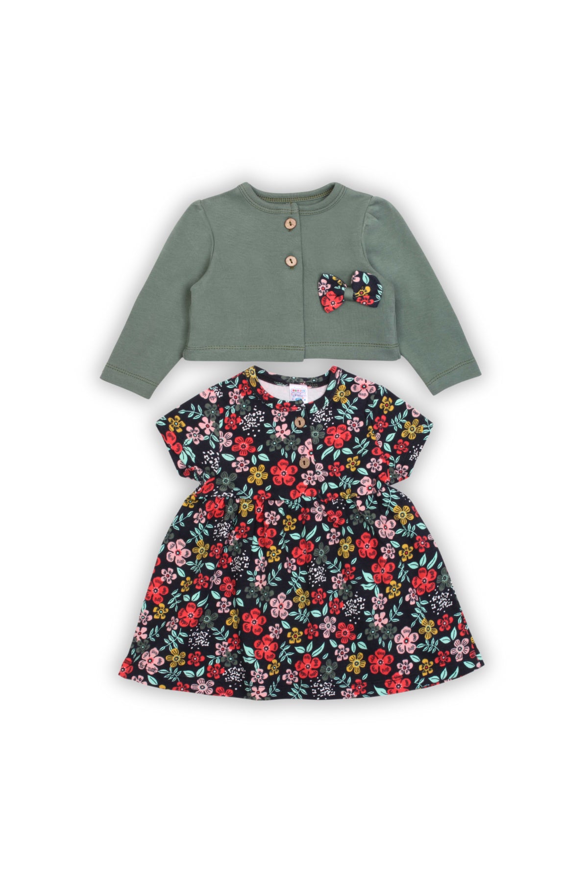 Collection of Floral Elegance Baby Dress (6-12 Months) OP-1496 Khaki in a gallery layout
