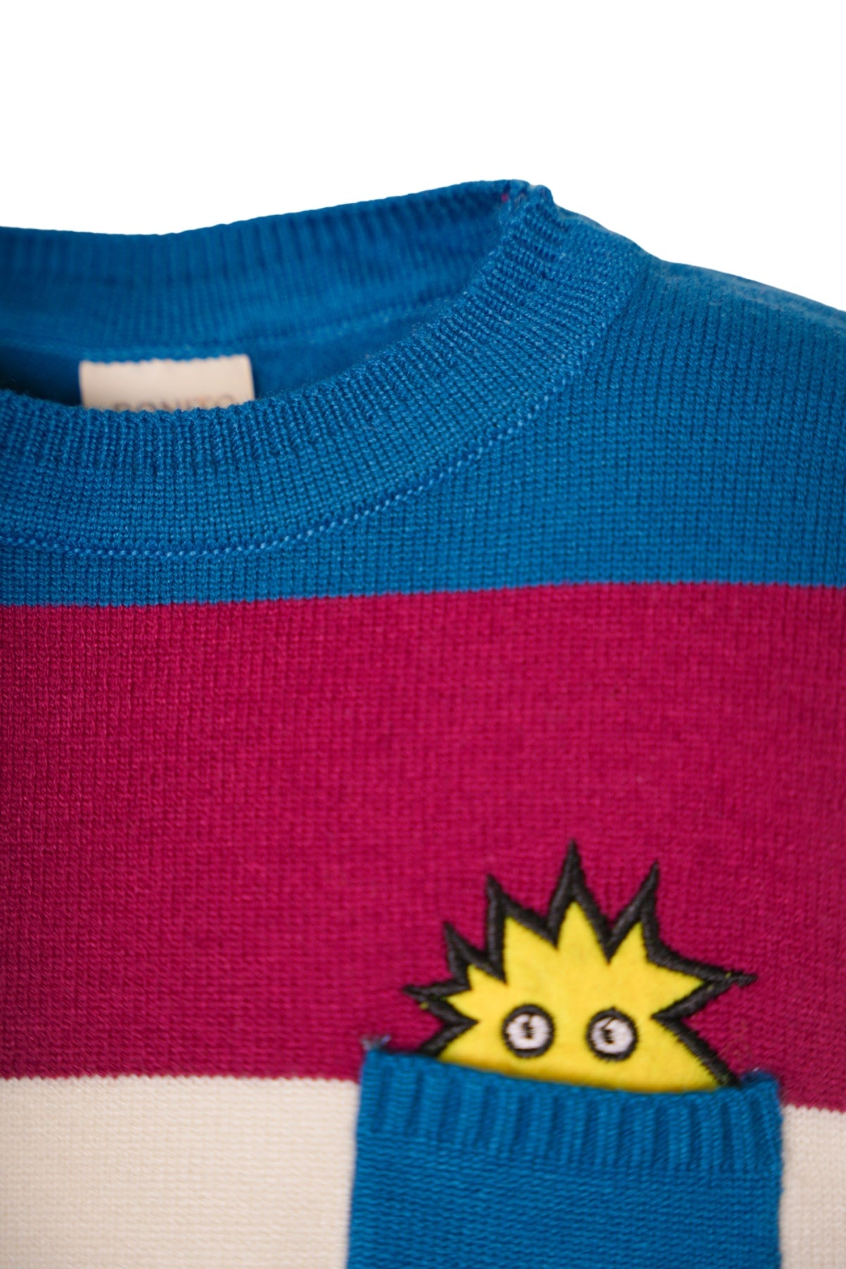 Collection of Clorful jumper for boys with animal painted blue in a gallery layout