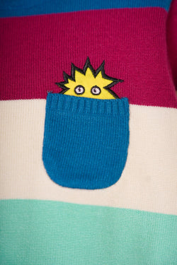 Collection of Clorful jumper for boys with animal painted blue in a gallery layout
