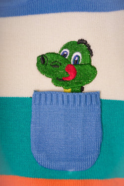 Collection of Clorful jumper for boys with animal painted light blue in a gallery layout