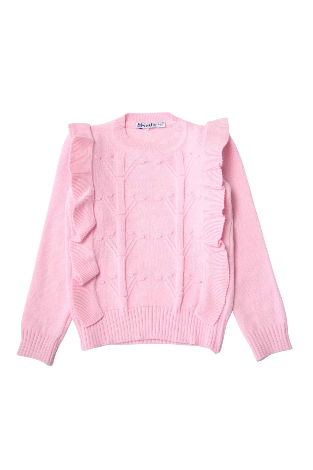 Collection of Stylish Girls' Knitted Jumper with Ruffles (Ages 2-6) - Pink in a gallery layout