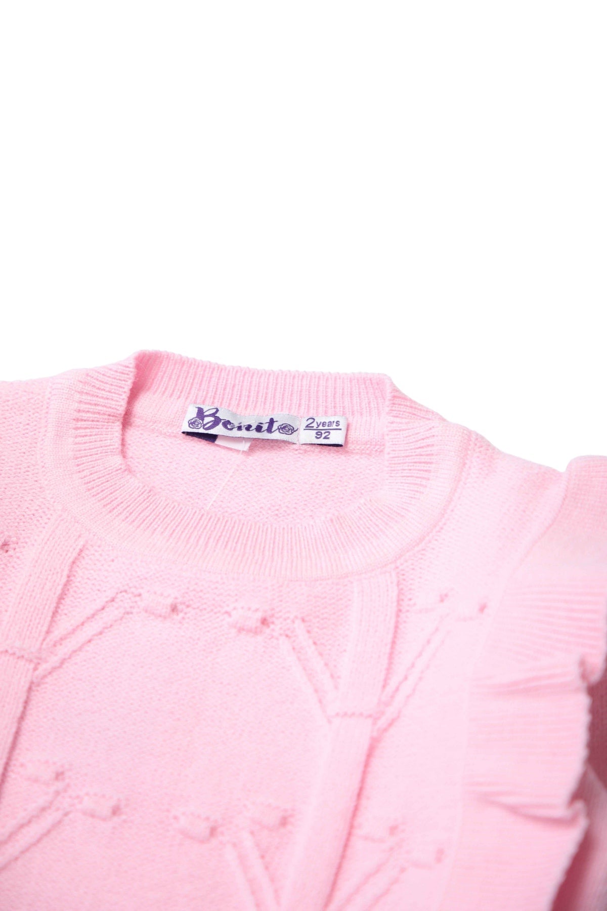 Collection of Stylish Girls' Knitted Jumper with Ruffles (Ages 2-6) - Pink in a gallery layout