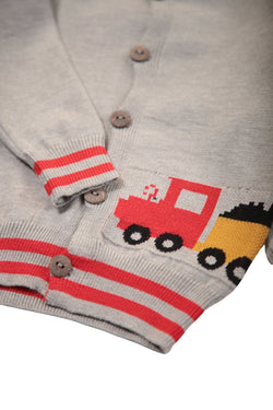 Collection of Boys' Knitted Bomber Jacket (Age 6-12 Months) - Gray in a gallery layout